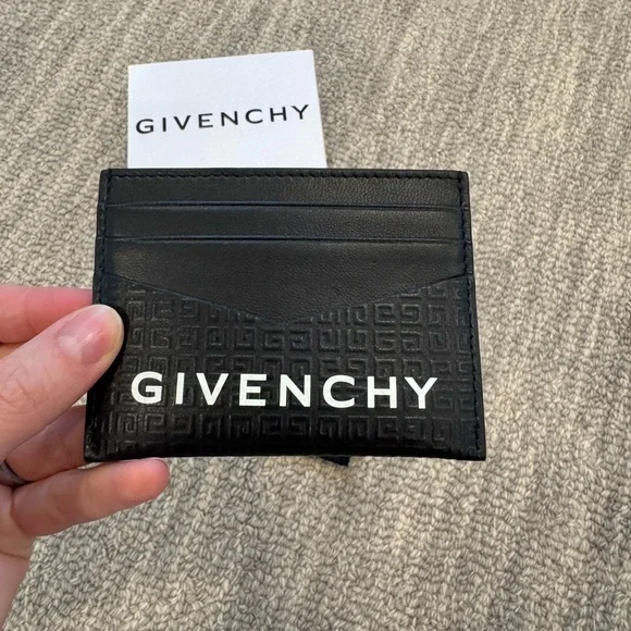 Givenchy Black 4G Embossed Leather Card Holder